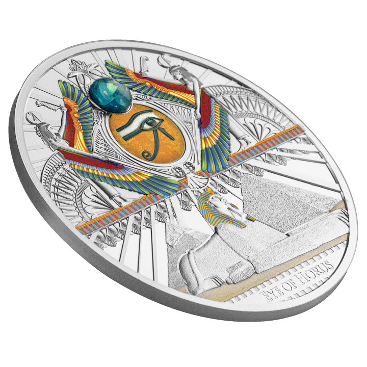 Niue: Occhio di Horus colorato $1 Argento 2022 Proof Ad alto rilievo