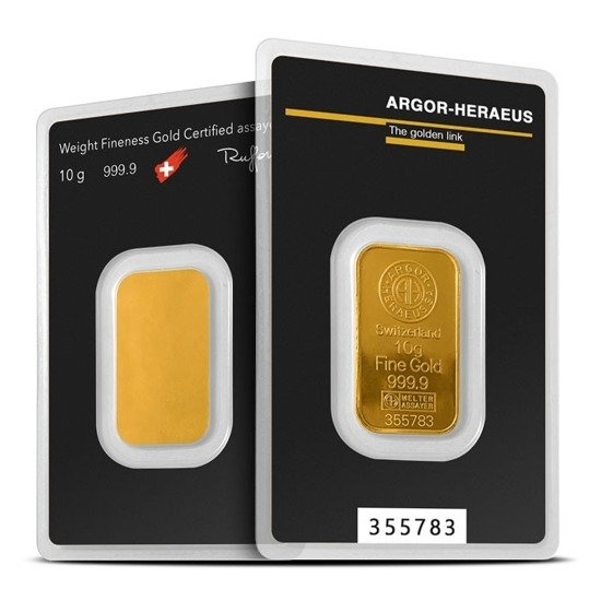 Lingot d'or Argor-Heraeus 10 grammes