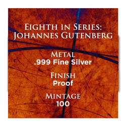 Niue: Az inspiráció ikonjai – Johannes Gutenberg 1 uncia ezüst 2024 Proof