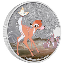 Niue : Disney - Bambi et le papillon 80e anniversaire du film coloré 1 once d'argent 2022 Proof