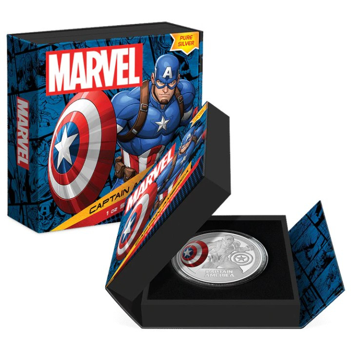Niue: Marvel - Captain America coloured 1 oz Silver 2023 Proof