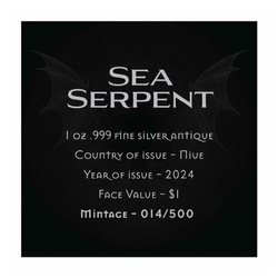 Niue : Créatures mythiques - Serpent de mer 1 once d'argent 2024 Pièce vieillie