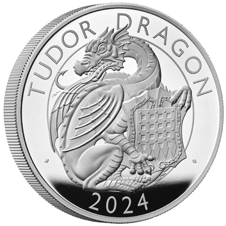 The Royal Tudor Beasts: The Tudor Dragon 5 oz Plata 2024 Proof