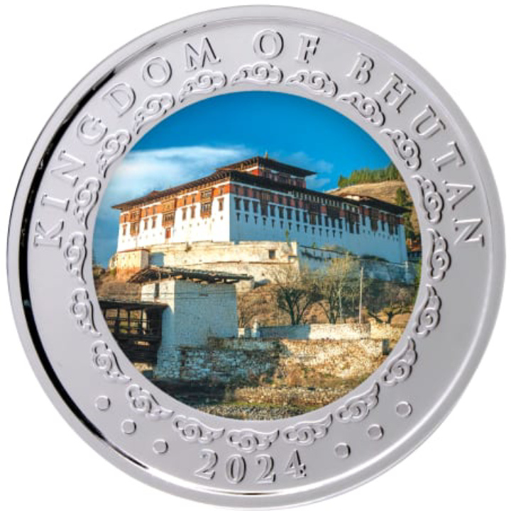 Bhutan: Anno lunare del Drago colorato 1 oncia d'argento 2024 Proof