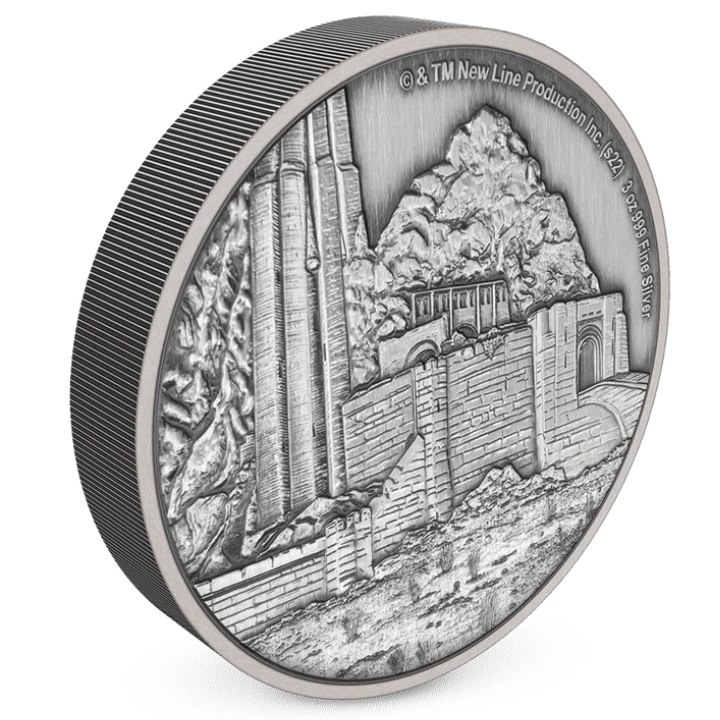 Niue: Pán prstenů – Helmův žleb 3 unce stříbra 2022 Antique Finish