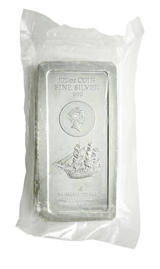 Îles Cook : Lingot-pièce 100 onces d'argent 2008 Heimerle Meule