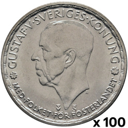 Suède, Gustave V - 1 couronne 1942-1950 100 pièces