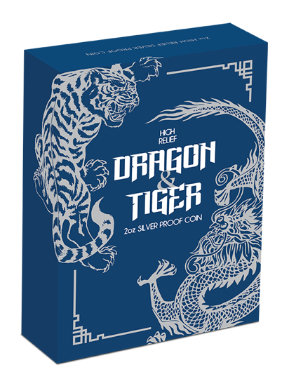 Dragón y Tigre 2 oz Plata 2018 High Relief Proof