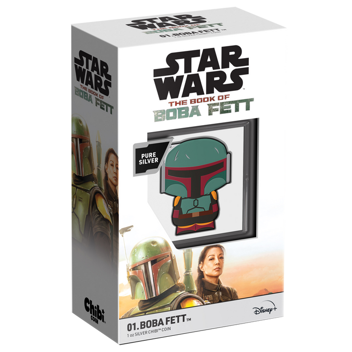 Niue: Star Wars - Boba Fett Chibi Coin kolorowany 1 uncja Srebra 2022 Proof