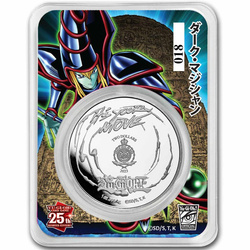 Niue : Yu-Gi-Oh ! Dark Magician colorée 1 once d'argent 2023 Slab