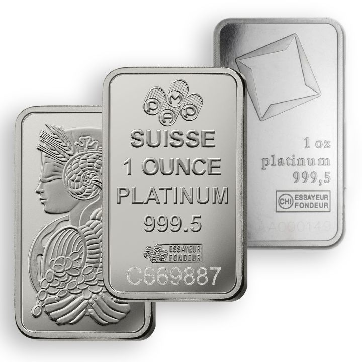 Barren 1 Unze Platin unsortiert