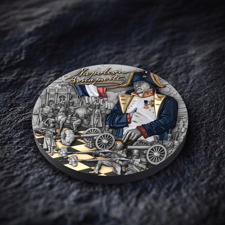Niue: Visionaries in History – Napoleon Bonaparte dorada 2 onzas de Plata 2025 Antiqued Coin