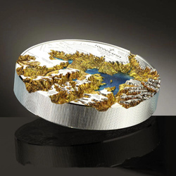 Isole Cook: Topography – Yellowstone colorato 5 once d'argento 2025 Proof