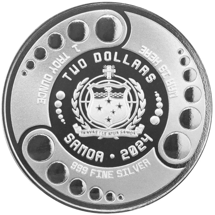 Samoa: Alien coloured 1 oz Silber 2024 Black Rhodium Proof