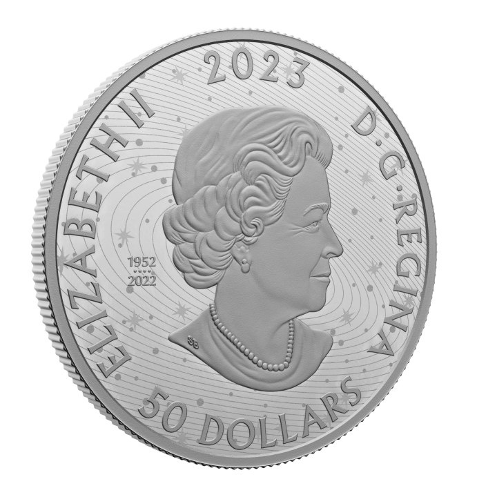 Kanada: Pingualuit Crater – Crystal Eye of Nunavik 50 $ barevná stříbrná mince 2023 Proof