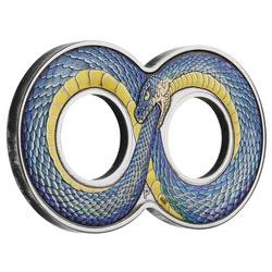 Ouroboros coloré 2 onces d'argent 2022 Antiqued Coin