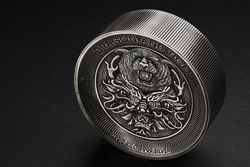Drago e tigre 2000 grammi d'argento 2022 Antiqued High Relief