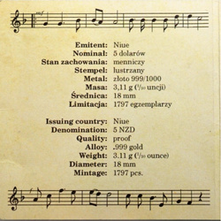 Niue: Mazurek Dąbrowskiego 1/10 oncia d'oro 2022 Proof