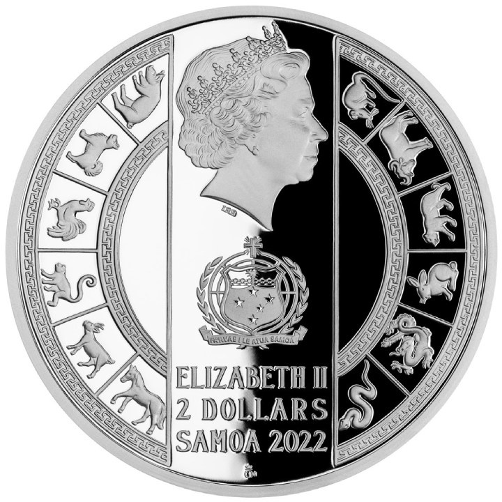 Samoa: Crystal Coin - The Year of Tiger $2 Silver 2022 Proof