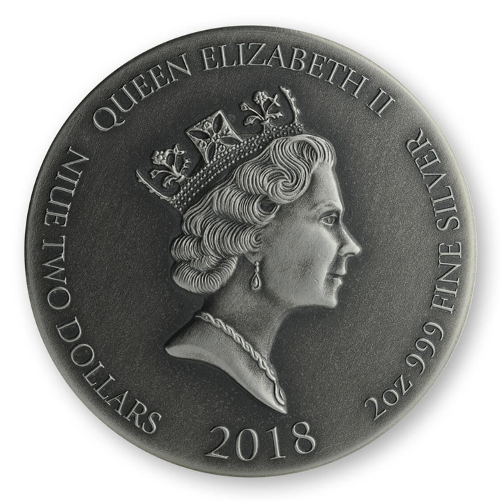 Niue: Biblické - Jan Křtitel 2 unce stříbra 2018 Proof Antiqued Coin