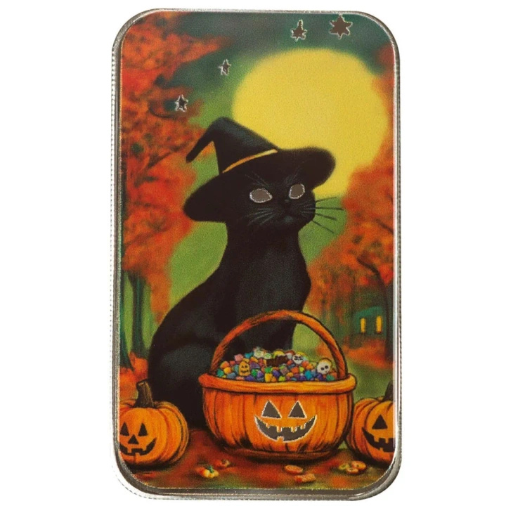 Scottsdale Mint Bar - Trick or Treat Cat Coloured 1 oz Silver 2025