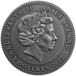 Niue: Hebrew Calendar coloured $2 Silber 2022 High Relief Antiqued Coin