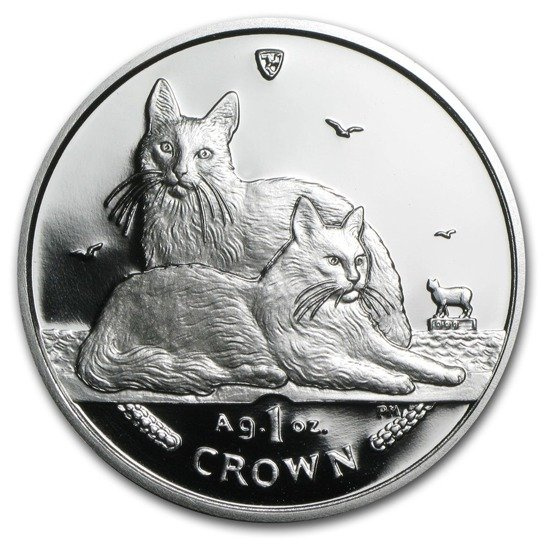 Isola di Man Serie gatti: Angora turco 1 oncia d'argento 2011 Proof