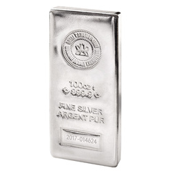 Royal Canadian Mint Lingotto 100 oz Argento