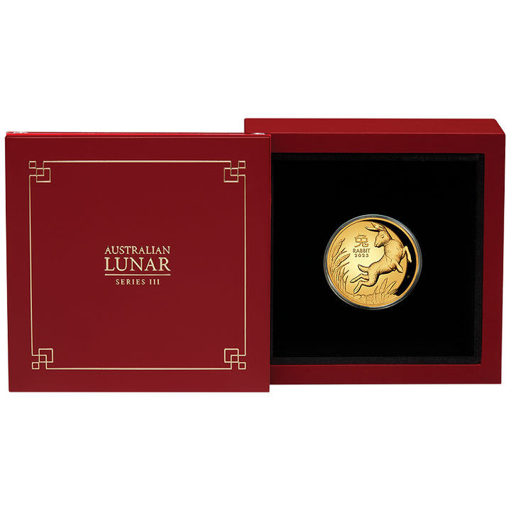 Perth Mint: Lunar III – A nyúl éve 1 uncia arany 2023 Proof magas domborzat