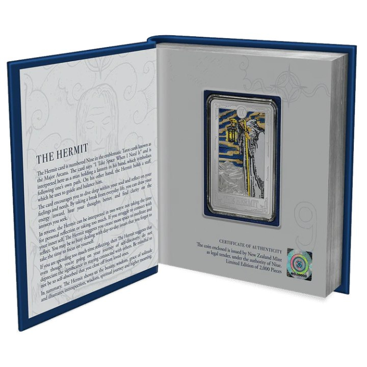 Niue: Tarot Cards – The Hermit kolorowany 1 uncja Srebra 2022 Proof