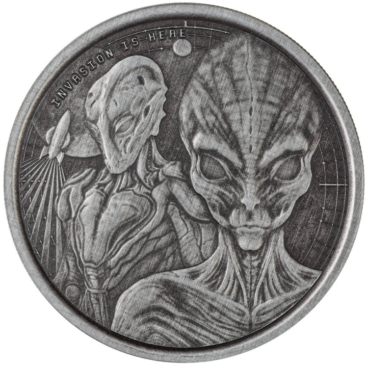 Ghana: Alien 1 oz Plata 2023 Antiqued Coin