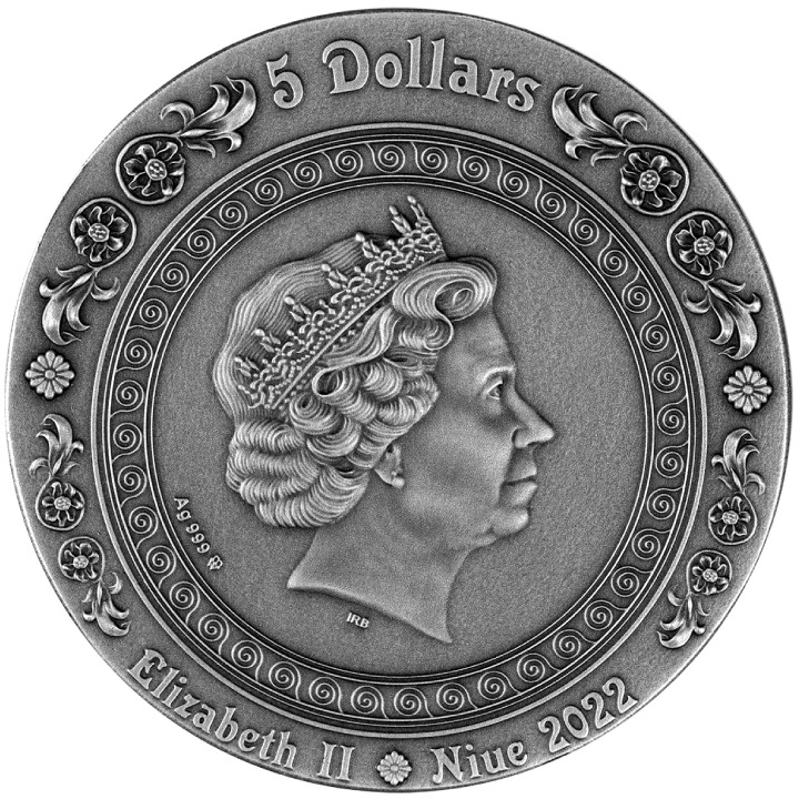 Niue Hera și Junona aurită 5$ argint 2022 High Relief Antiqued Coin