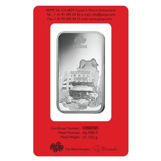1 oz Silberbarren Lunar Jahr des Schwein