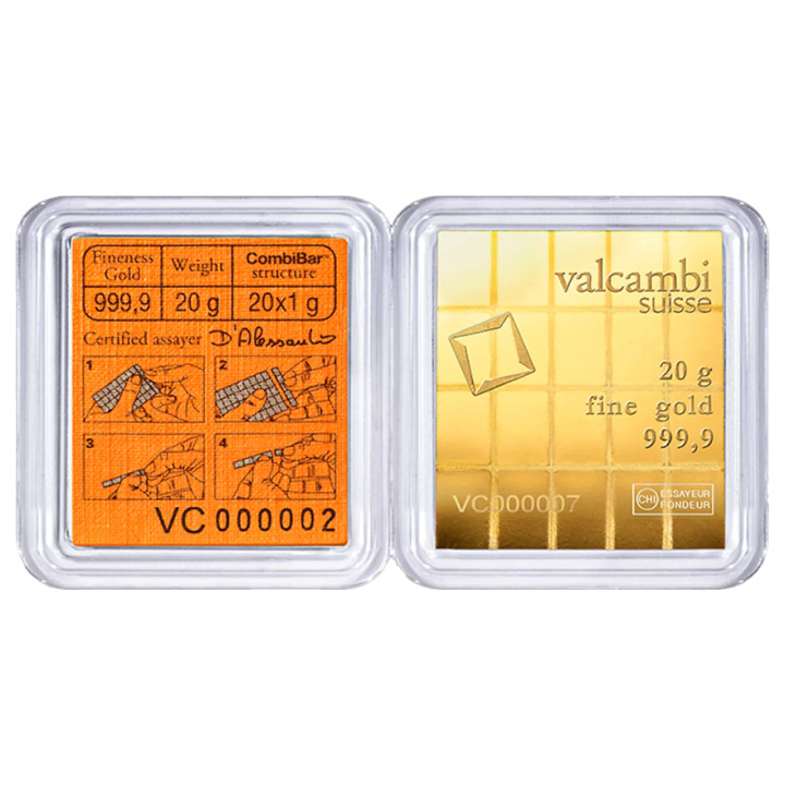 Zlatý slitek Valcambi CombiBar 20 x 1 g