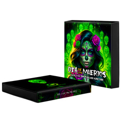Lingot Asturmint : Dia de los Muertos « Radioactive Catrina » coloré 2 onces d'argent 2025 Antique Finish