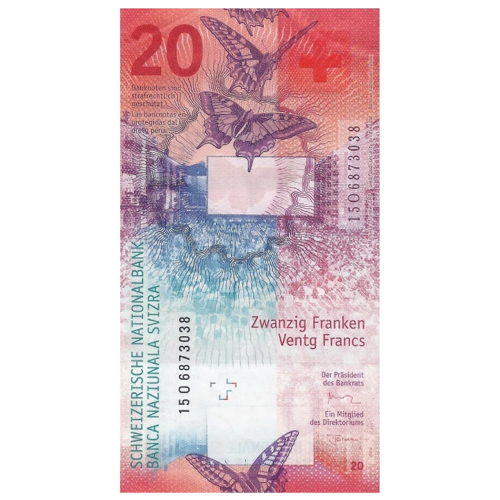 Banknot Szwajcaria 20 Franków (20 CHF) Obiegowy 