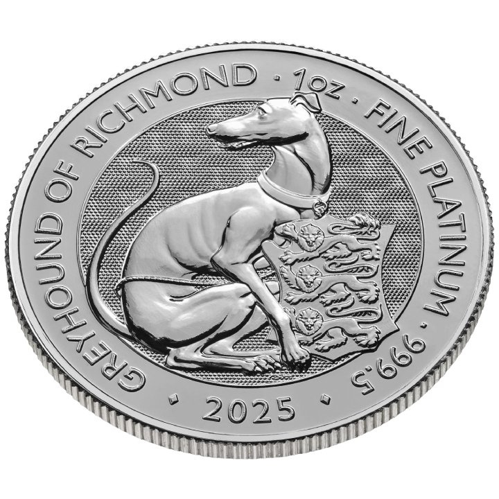 The Royal Tudor Beasts: The Greyhound of Richmond 1 uncja Platyny 2025