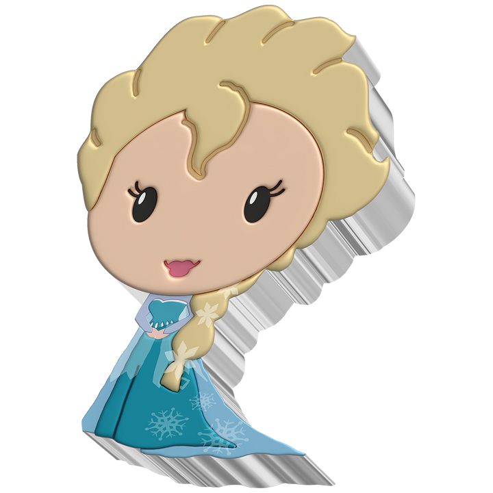 Niue: Disney Frozen – Elsa Chibi Coin, Colorized, 1 oz Silver, 2022, Proof.
