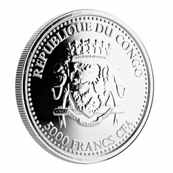 Congo: Goryl srebrnogrzbiety kolorowany 1 uncja Srebra 2017 Proof