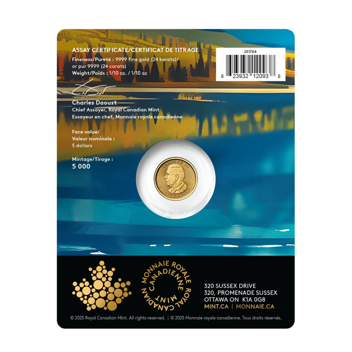 Canadian Maple Leaf 1/10oz Gold 2026 Privy Wolf Mark