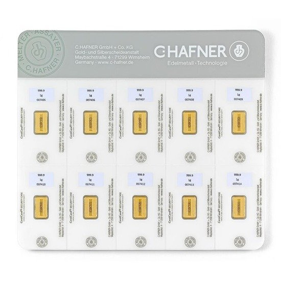 10 x 1g Sztabka Złota Smart Pack C.Hafner