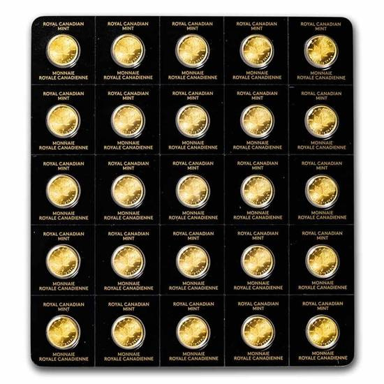 Kanadyjski Liść Klonowy 25 x 1 gram Złota 2022
