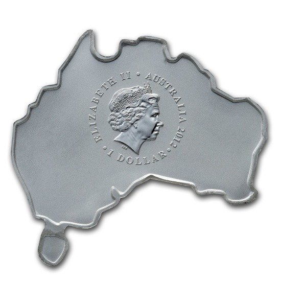 Emu australiano 1 oncia d'argento 2012 MAP SHAPED