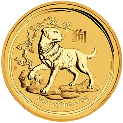 Lunar II: Año del Perro 2 oz Oro 2018