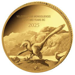 Gold Coin Congo: Prehistoric Life - Velociraptor Mongoliensis 0.5g Gold 2025