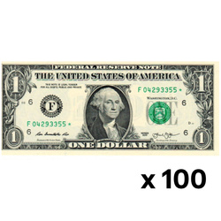 1 dolláros amerikai bankjegy (1 amerikai dollár / 1 USD) UNC csillaggal 100 darab