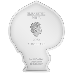 Niue: DC Comics - Moneda Chibi de Flecha Verde, coloreada, 1 onza de plata, 2022, calidad Proof.