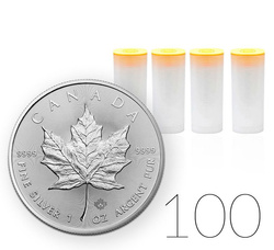 Hoja de Arce Canadiense 1 oz Plata PAQUETE DE 100 PAQUETES