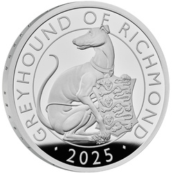 Las bestias reales de los Tudor: The Greyhound of Richmond 1 oz Silver 2025 Proof