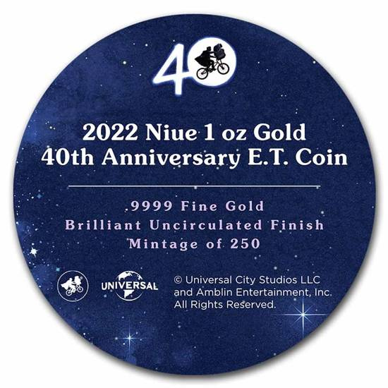 Niue: E.T. - 40° anniversario del film 1 oncia d'oro 2022